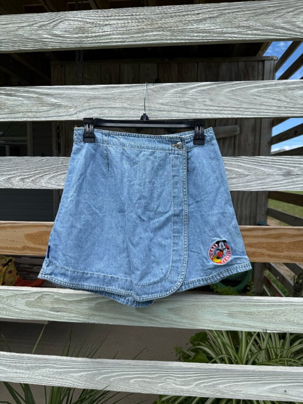 Vintage 1990s Mickey Unlimited Light-Wash Denim Wrap Skort - 100% Cotton